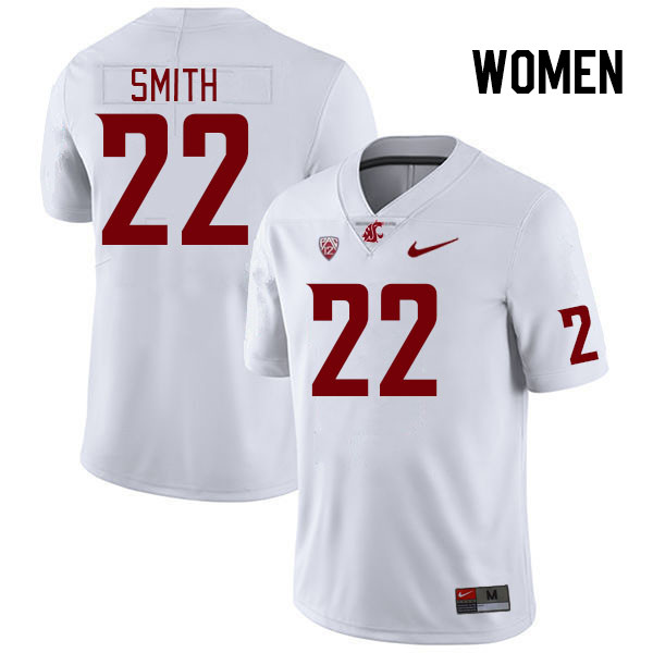 Women #22 Warren Smith Washington State Cougars College Football Jerseys Stitched Sale-White - Click Image to Close